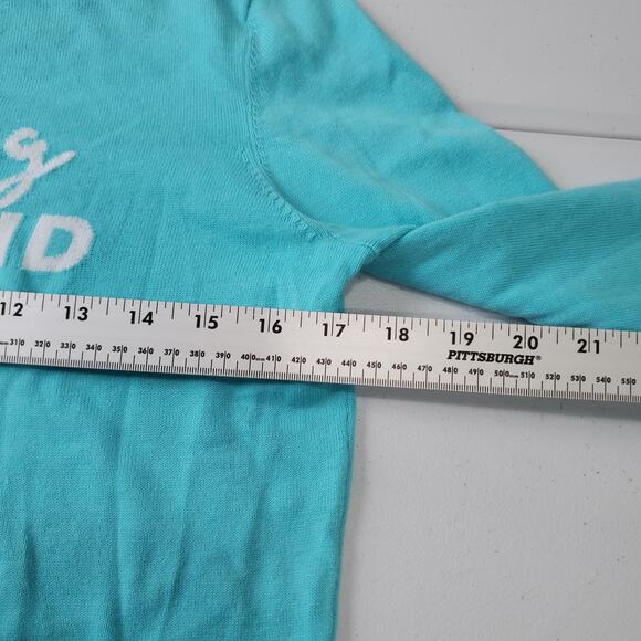 Lilly Pulitzer Sweater Womens Medium Blue Looong Weekend Cotton Pullover Top - Picture 6 of 10